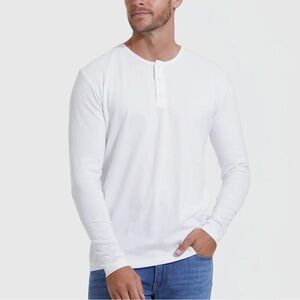 White Long Sleeve Henley Shirt